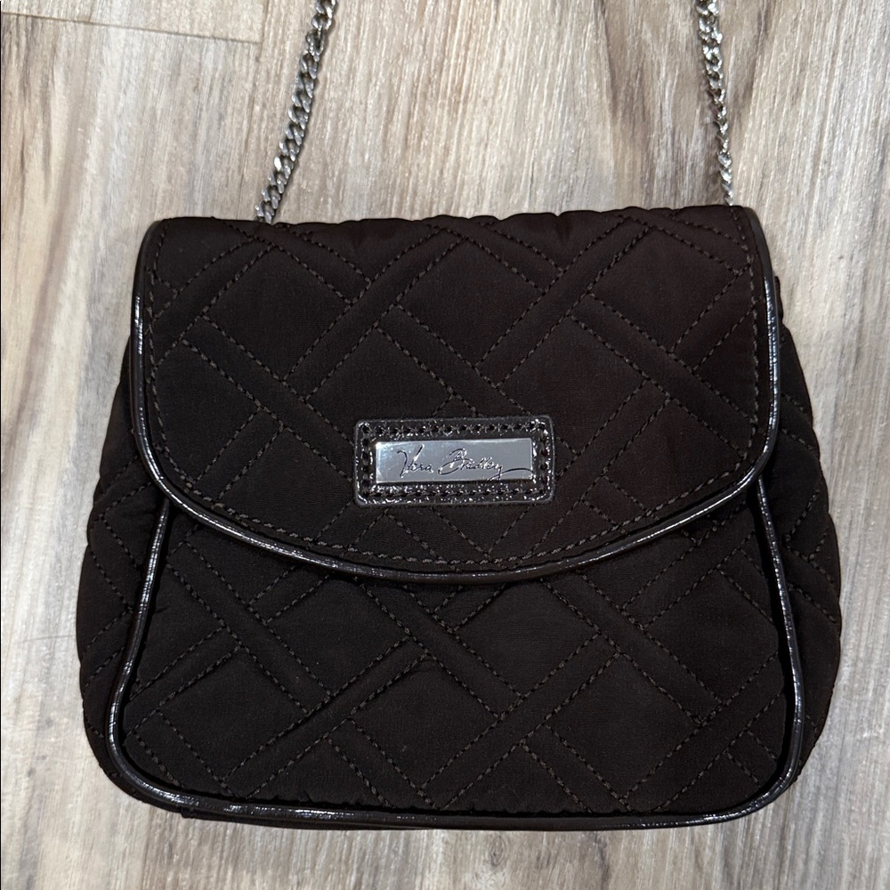 Vera Bradley Quilted Dark Brown Crossbody with Chain Strap